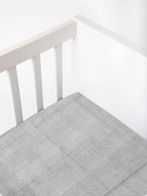 Grey Brushstroke Fitted Crib Sheet-0