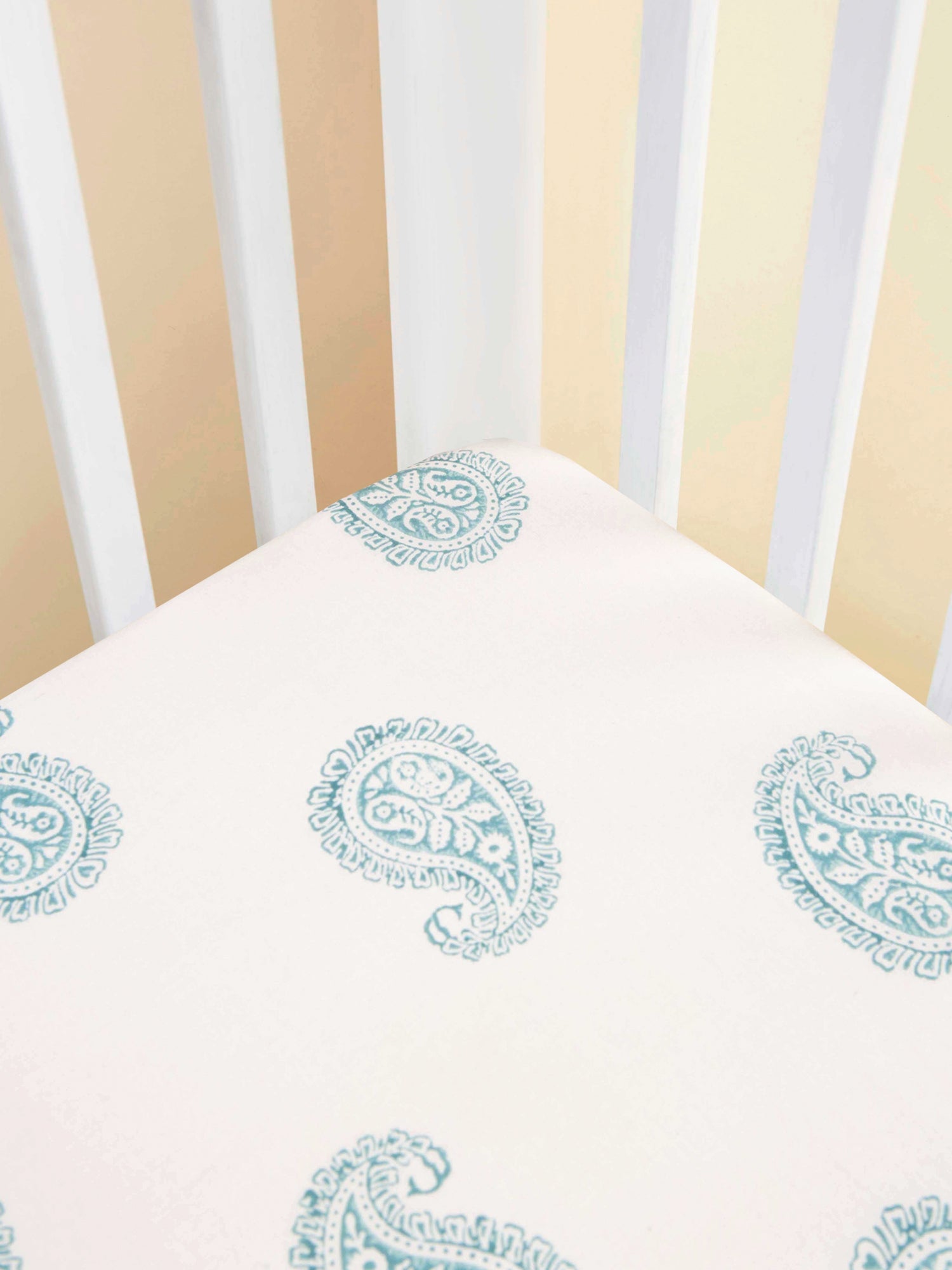 Teal Paisley Fitted Crib Sheet-0
