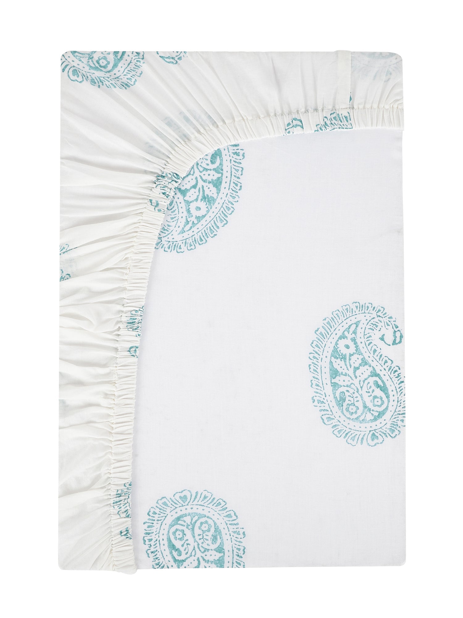 Teal Paisley Fitted Crib Sheet-2
