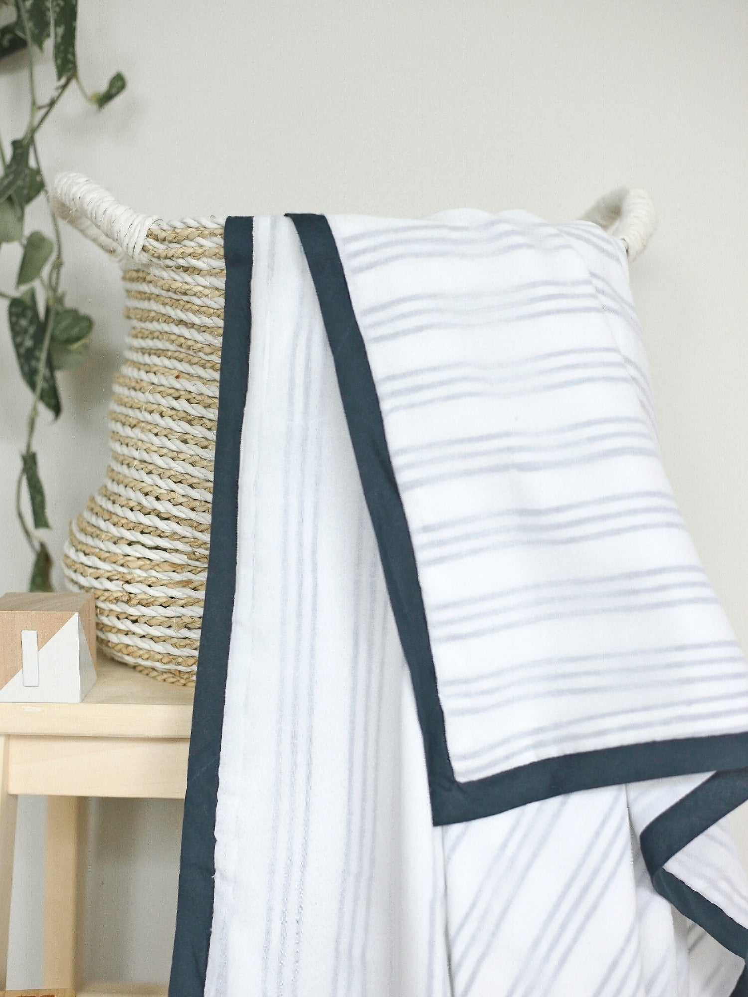 Cairo Blue Striped Cotton Dohar Blanket-3