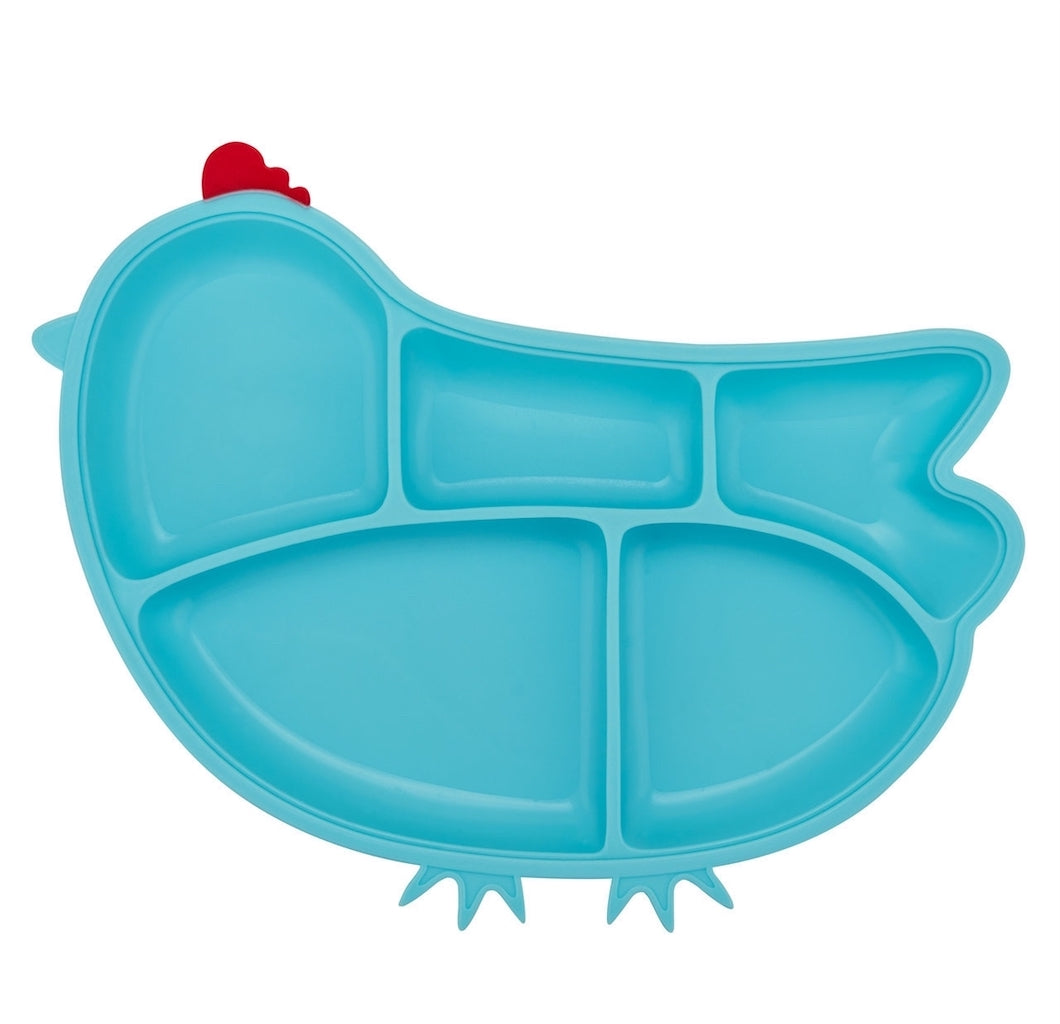 Innobaby - Silicone Suction Divided Plate Chicken - Blue