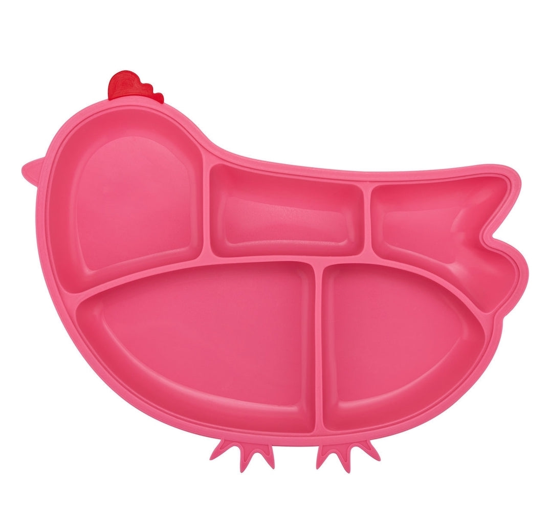 Innobaby - Silicone Suction Divided Plate Chicken - Pink
