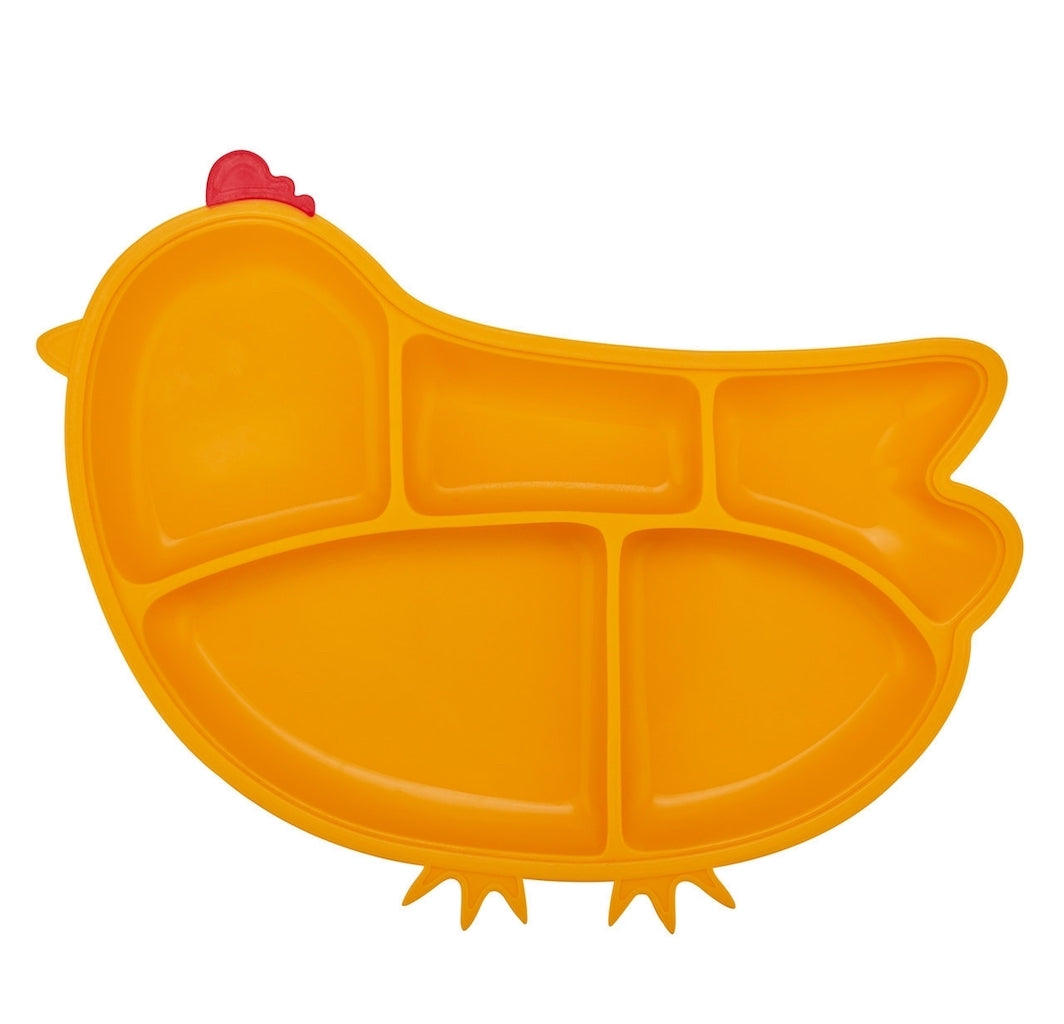 Innobaby - Silicone Suction Divided Plate Chicken - Orange