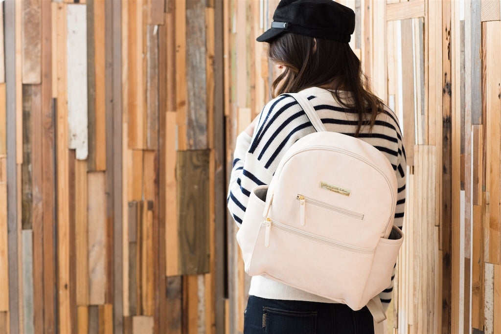 Petunia Pickle Bottom Ace Backpack - Ivory Matte Leatherette - www.alongcamebaby.ca