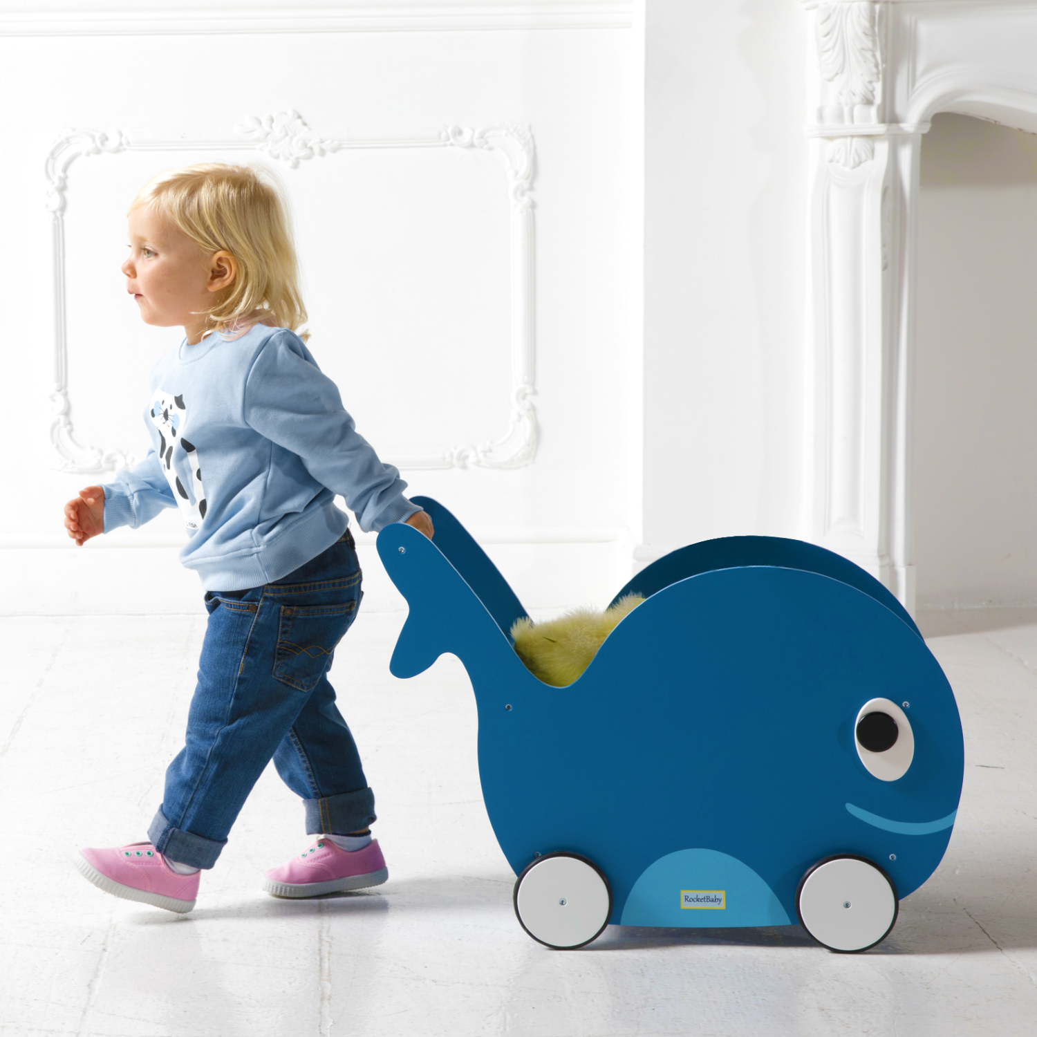 Push Toy and Toy Storage Toddler Whale Universe Blue-5