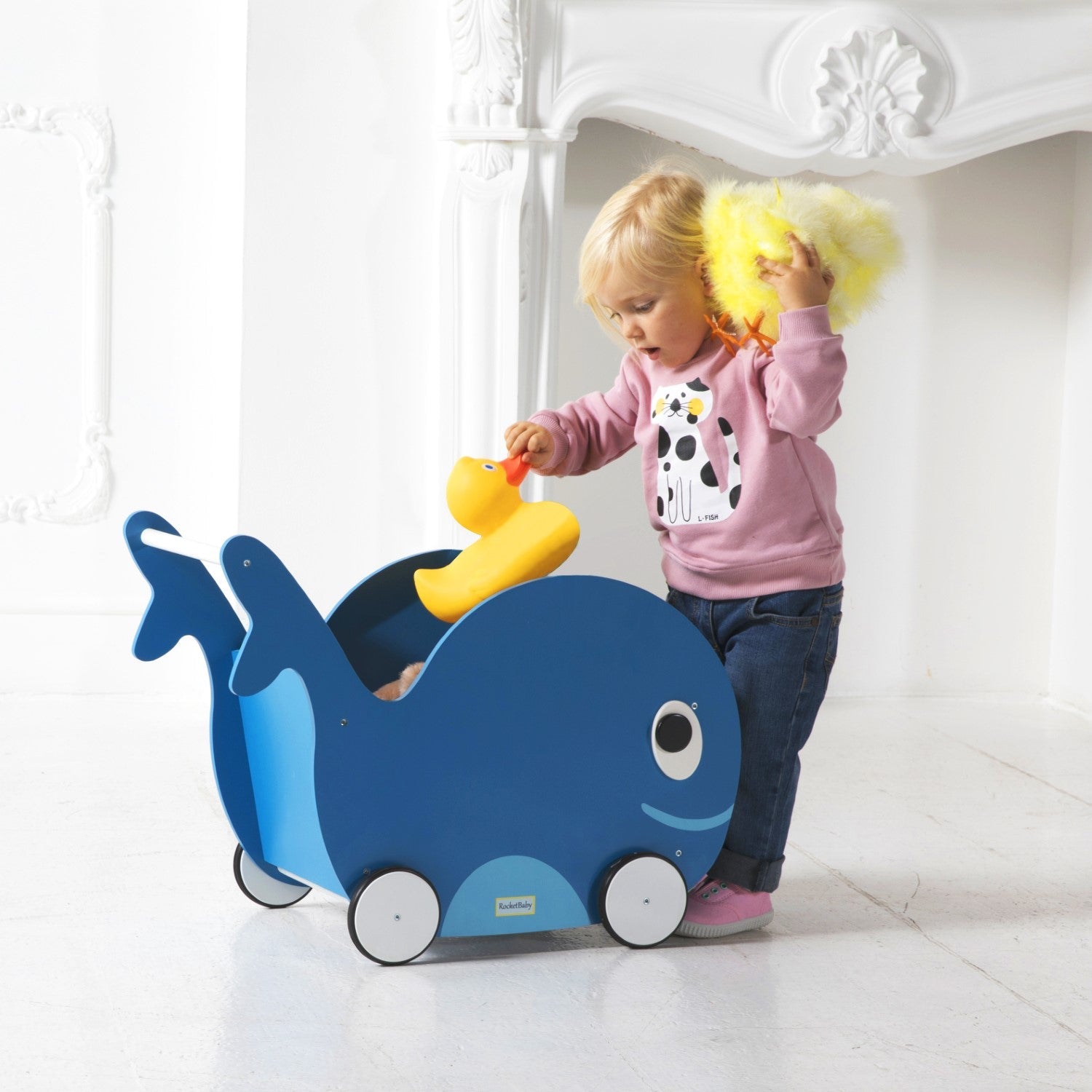 Push Toy and Toy Storage Toddler Whale Universe Blue-4